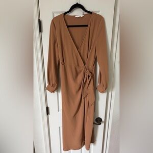 all in favor long sleeve midi dress All In Favor Gathered Front Cutout Long Sleeve Rib Midi Dress In Coffee - 59% Off